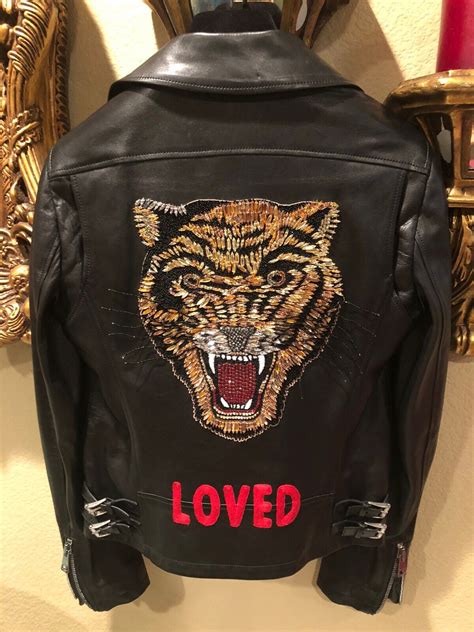 gucci leather jacket replica|gucci tiger leather jacket.